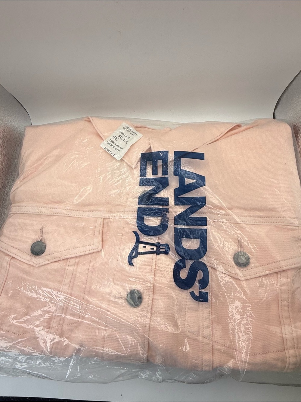 Lands End women's 3X (24W-26W) trucker jacket cotton blend long sleeve buttons